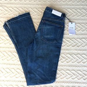 NWT RE/DONE  Originals Size 26 THE ELSA HIGH RISE BOOT CUT SLIT RAW HEM JEANS